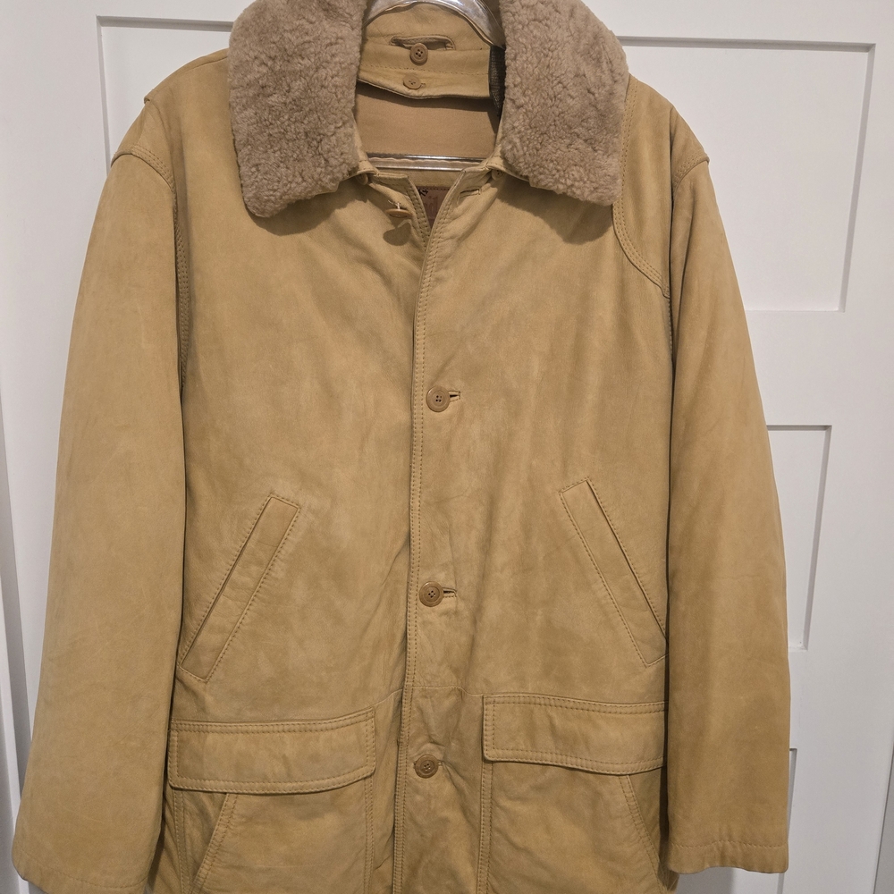 Timberland Men's Camel Jacket with Shearling Collar Removable Lining Gorpcore